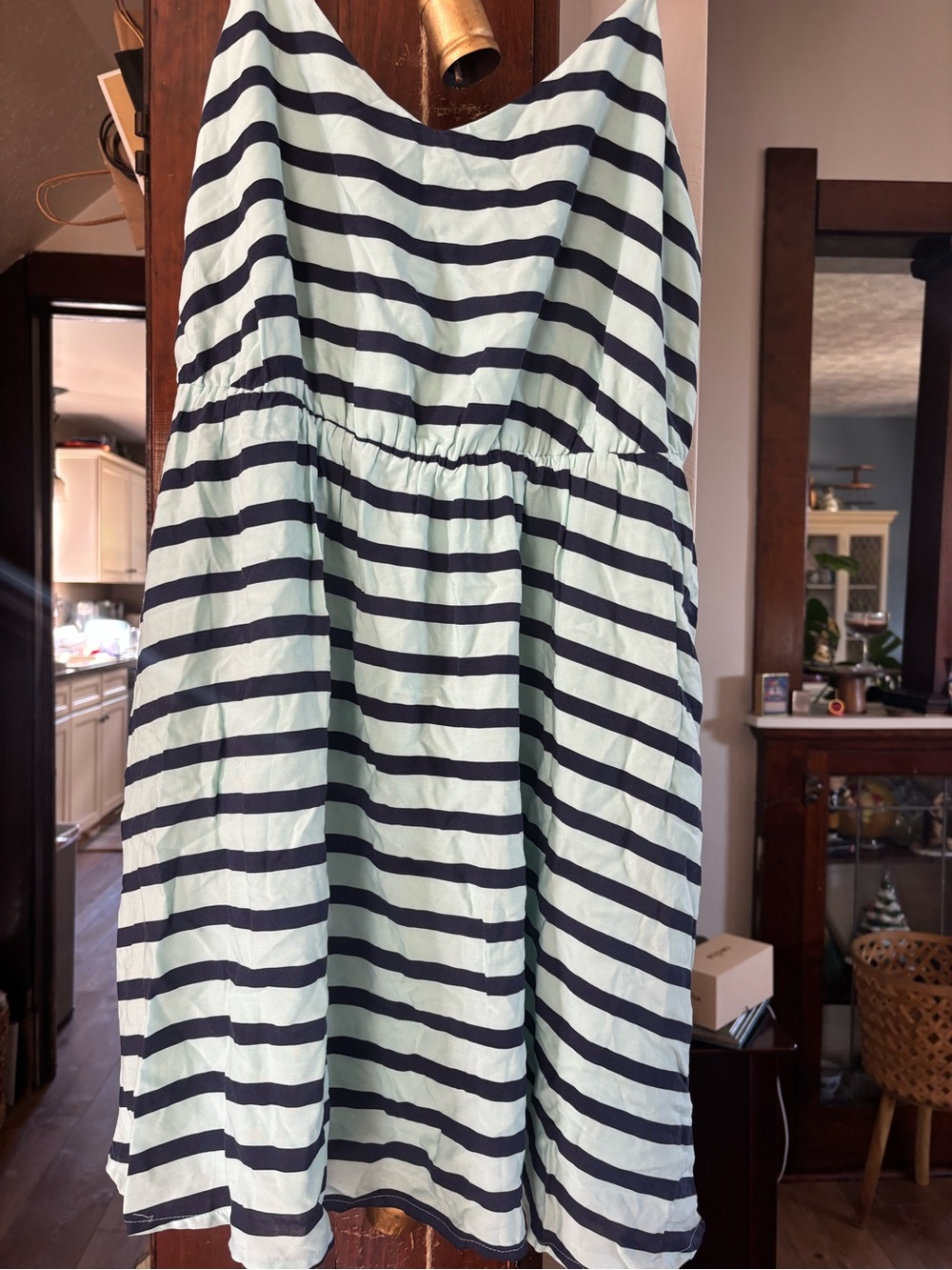 LC Lauren Conrad Navy and Mint Striped Sundress